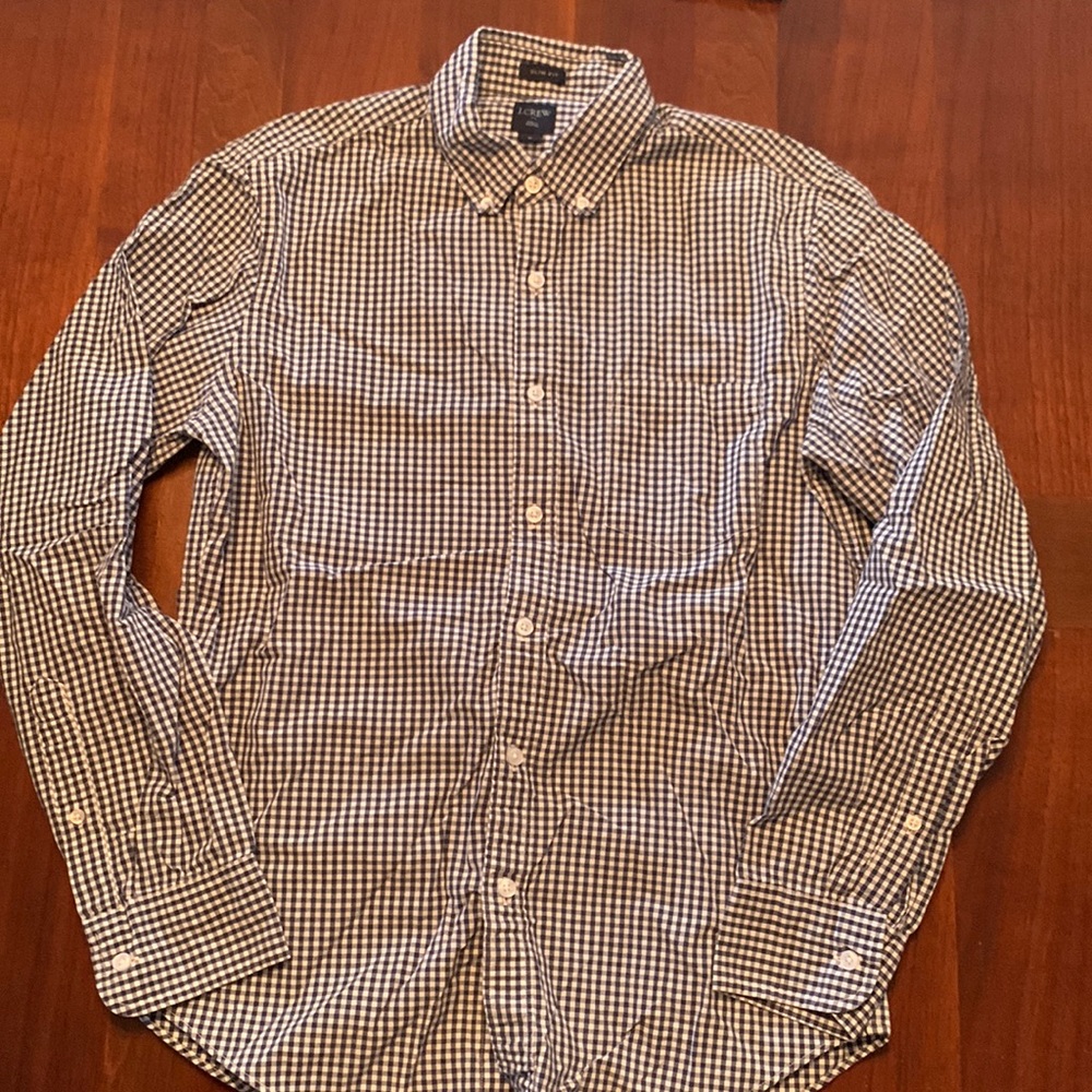 Blue check J. Crew dress shirt